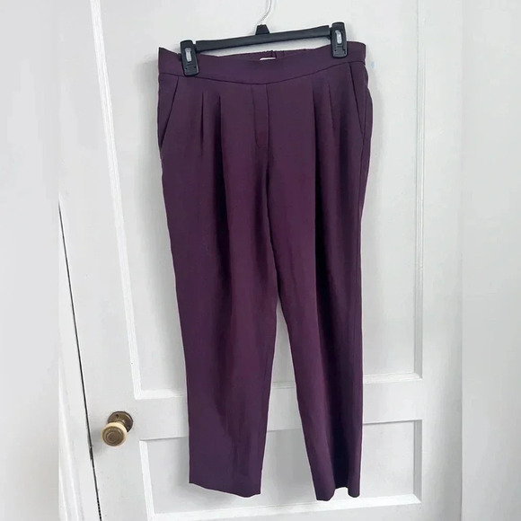 Aritzia Babaton Eggplant Purple Cohen Straight Leg Ankle Pant Size 4 - Picture 1 of 2